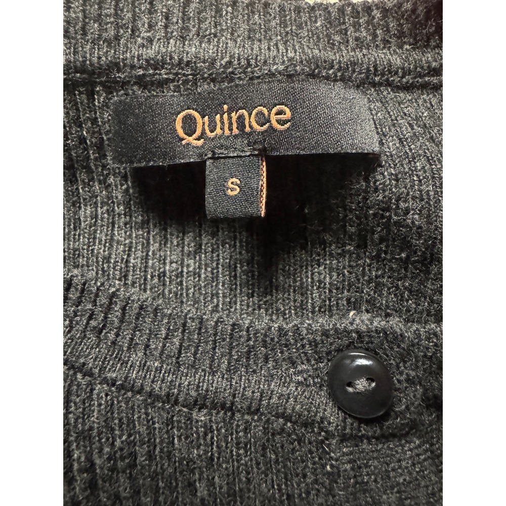 Quince Organic Cotton Cashmere Ribbed Cardigan Sweater Charcoal Gray Small - Picture 7 of 7